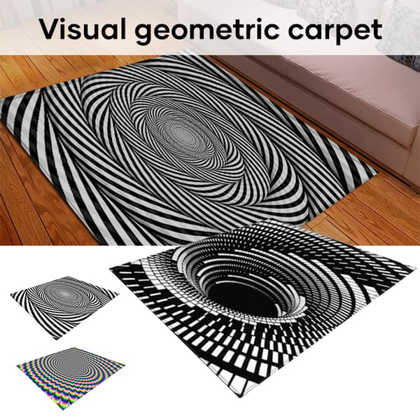 Mjuka 3D- printed mattor Vortexmatta Myra Svartvit visuell illusion Tredimensionell Vortex Vardagsrumsmatta 60*90cm B