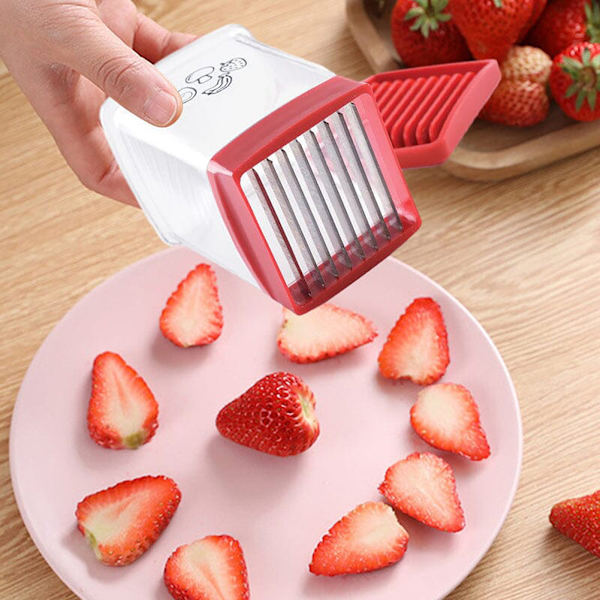 Speed ​​Slicers Med Push Plata Strawberrys Slicers i rostfritt stål för kök hem 1pc