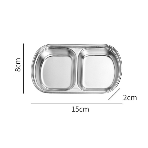 Såsrätter i rostfritt stål för kök Restaurang Sushi doppskål Mini krydda aptitretare med fack Silver 2 Grid Square Seasoning Dish