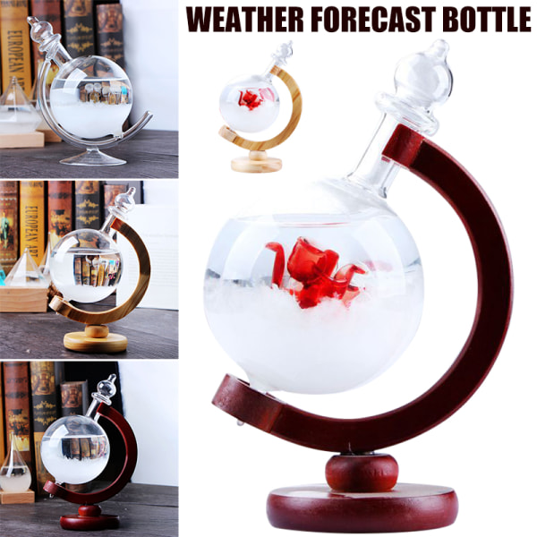 Globformad Storm Glasflaska Väderstation Desktop Väderprognos Transparent Glas Storm Ball Heminredning A