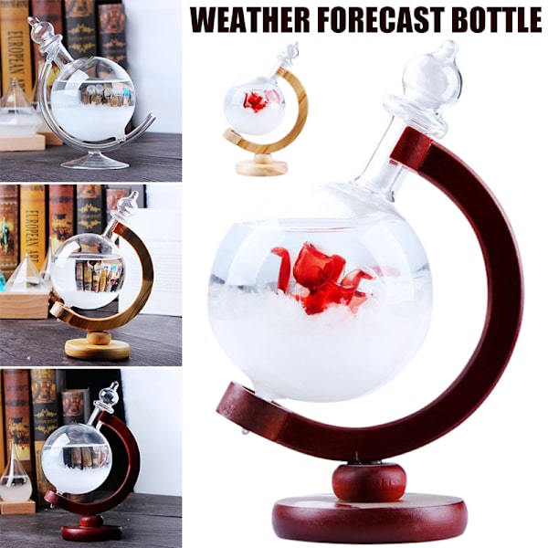 Globformad Storm Glasflaska Väderstation Desktop Väderprognos Transparent Glas Storm Ball Heminredning C