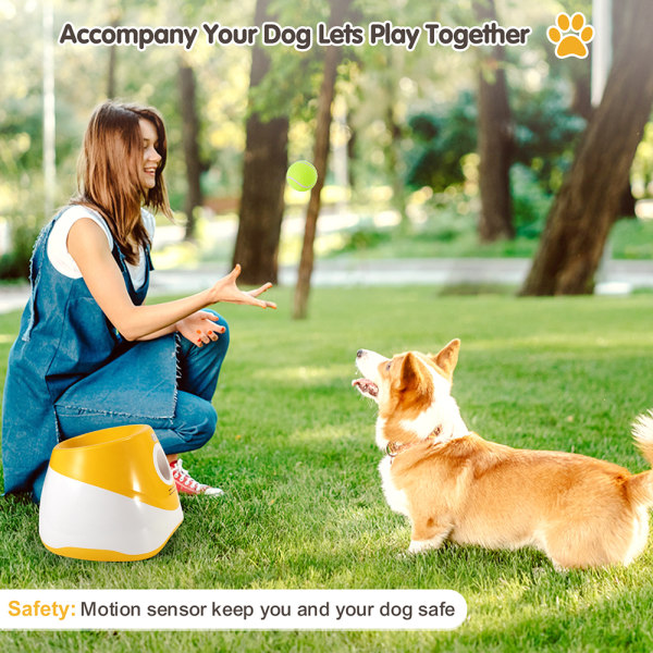 Hund automatisk bollkastare med 3/6/9 bollar hållbar bollkastmaskin för liten medelstor hund Orange