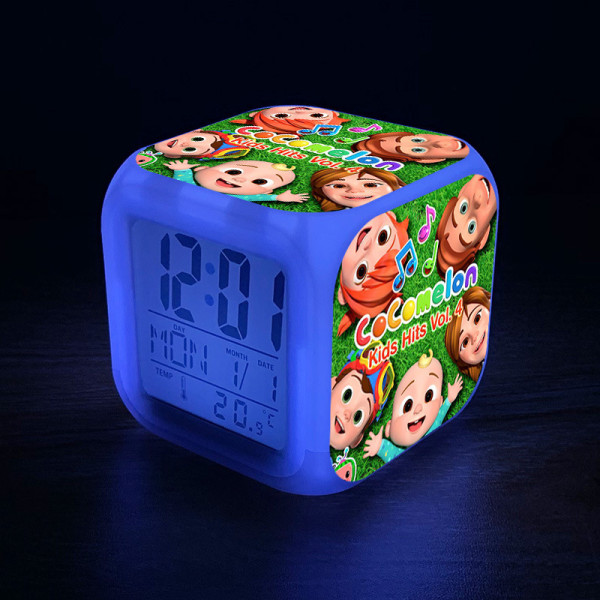 CoCoMelon7 Colors LED Digital Väckarklocka Multifunktionstermometer Byter nattljus 04