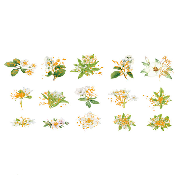30 st Akvarell Scrapbooking Sticker Pack Simulering Blommor Plant Transparent Decal Collection För DIY Album Dagbok C