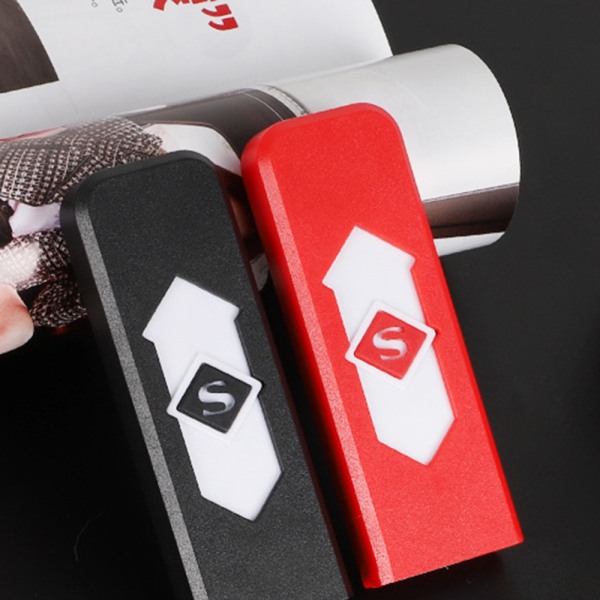 Smart Touch Sensor Elektrisk tändare Bärbar USB uppladdningsbar vindtät tändare Red And White Suction Card
