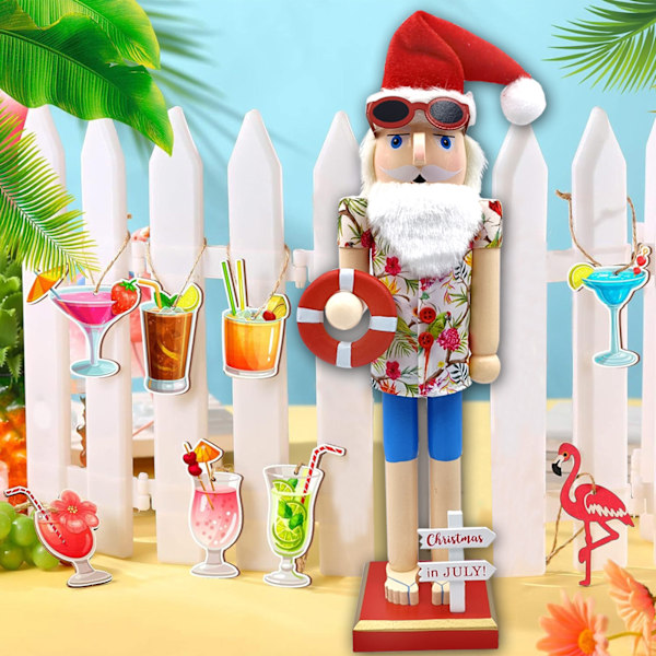 Beach Santa Wood Nötknäppare Stora unika dekorativa prydnader för festlig julbordsdekor Ll0050