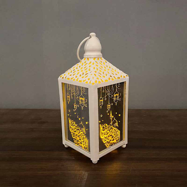 Gyllene/vit Ramadan Lykta Lampa Happy Eid Light Ramadan Inredningslampa Hem Fest Dekoration Prydnader för semester White Large