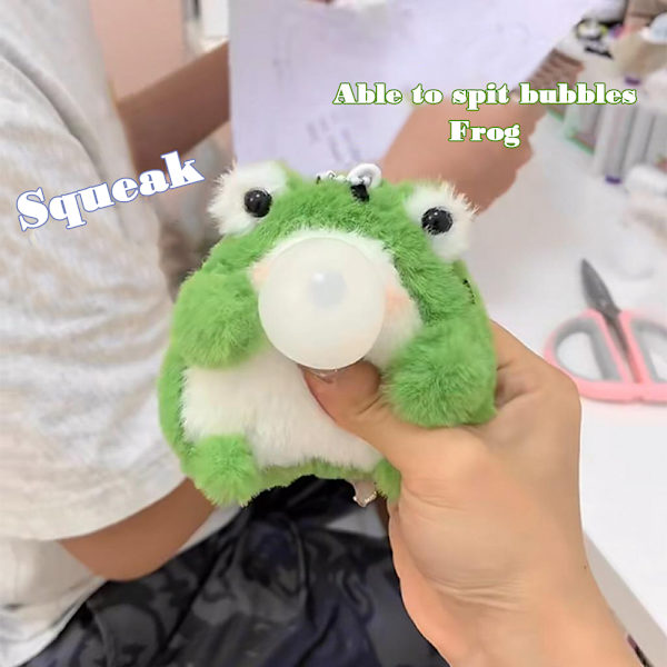Lovely Cartoon Fuzzy Frogs Nyckelring/Gör-det-själv Material Väska Ryggsäck Hängande prydnad Rekvisita till Skolväska Nyckel Grey Material Package