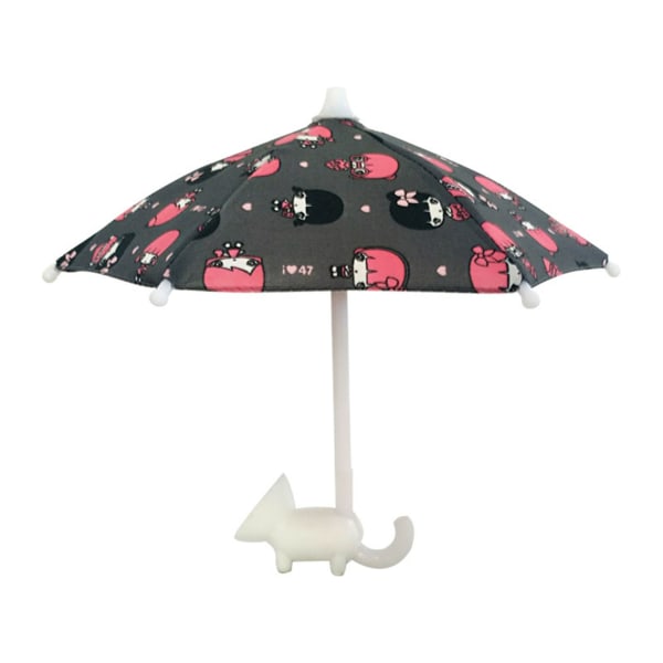 Mini telefonparaply med sugkoppshållare Bärbar telefon parasoll Elegant Black