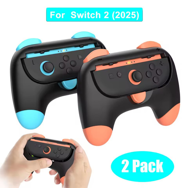 Grepp för Nintendo Switch 2 (2025) Joy-Con 2, Slitstarkt och halkfritt Switch2-handkontrollgreppkit, Switch-hållare tillbehör för NS2 JoyCon2 Pink Green