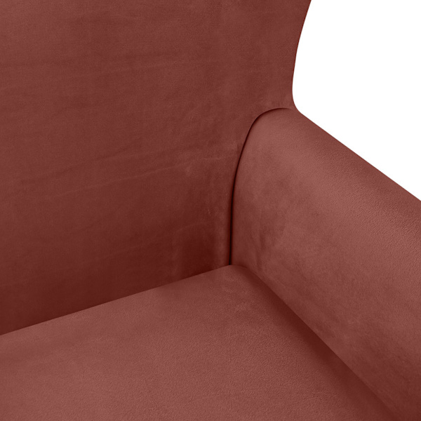 Hög elastisk mjuk mocka Wingback cover Halkfri enfärgad Stretch-skydd för sluttande arm King Back stol Coffee