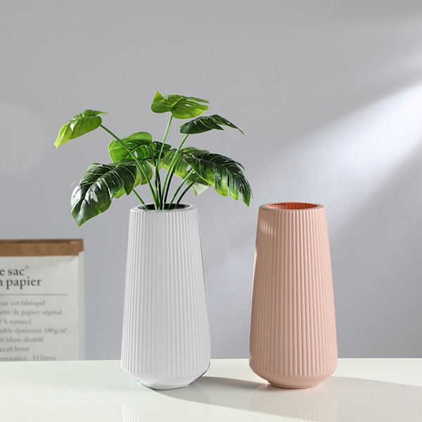 Okrossbara plastvaser Enkelt blomsterarrangemang Behållare Hemmakontor Desktop Modern inredning Nyskapande Dekorativ White