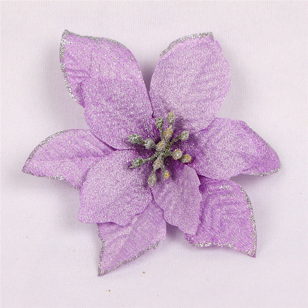 10st konstgjord julstjärna Blomma Jul Dekorativ Glitter Blomma Julgran Bröllopsdekoration Purple 10pcs