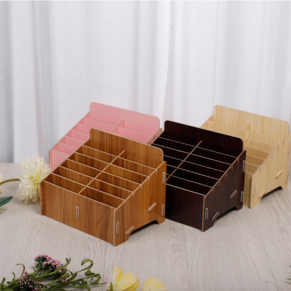 Trä Pennhållare Enkel pennask Multi Pen Organizer Förvaring För Skrivbord Skola Kontor Klassrum Maple 12 cells