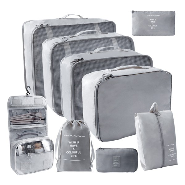 9 st/11 st enfärgad reseförvaringsväska Set Bärbar resväska Kläder packpåse för resa Grey