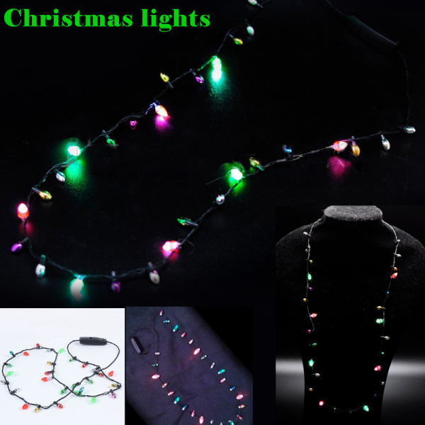 1 st Mini Blinkande Ljus Blinkande Julbelysning Kostymhalsband 8 LED-lampor