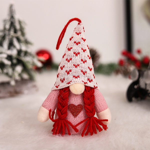 Belysning Julprydnad Stickad Gnome Doll Ansiktslös tomte Nattljus Säsongsbetonad dvärg Heminredning Present till barn Heart-shaped