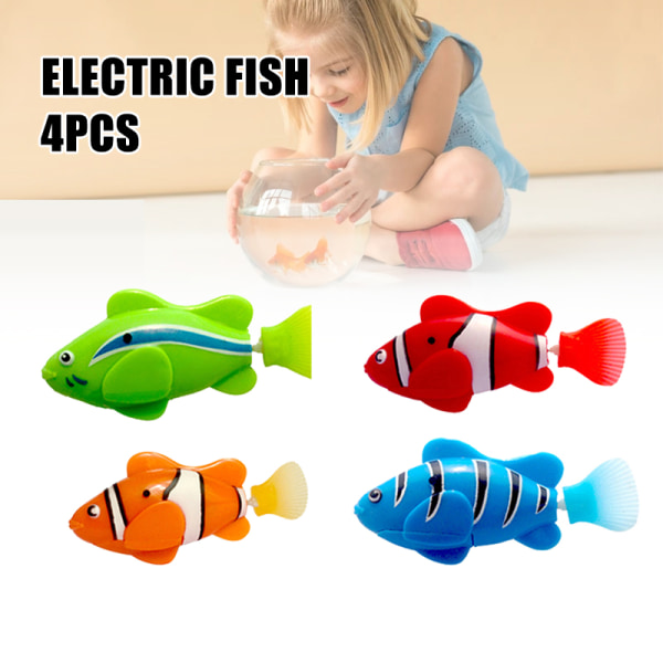 4-pack simfiskrobot Elektrisk piggvar Clownfisk Vattenaktiverade badkarleksaker för småbarn pojkar och flickor Mix Color 4PCS