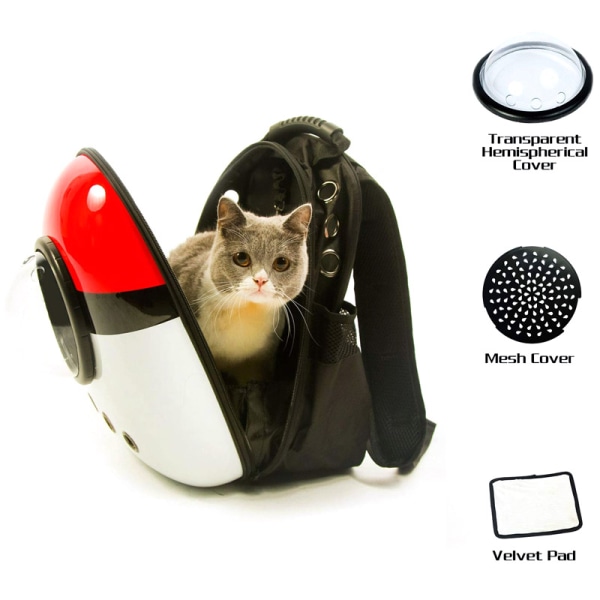 Space Capsule Pet Carrier Ryggsäck Vattentät för katt liten hund Red Dogs
