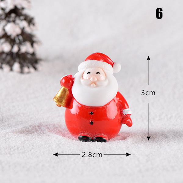 Jultema DIY Mini miniatyrfigur Trädgårdsdeko Jultomten Snögubbe Mikrolandskap för juldekoration 6