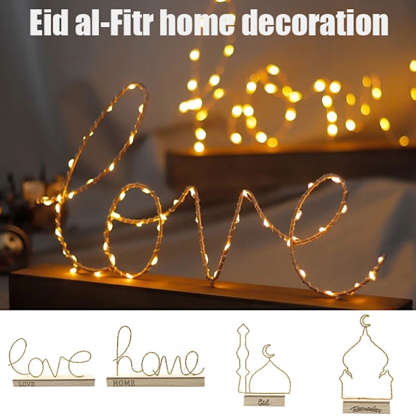 Ramadan-tema Fairy Lamp Eid Slott/Måne/Stjärna Nattljus Islam LED-bordsprydnad för hemmet C