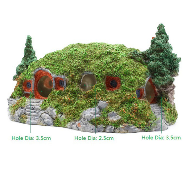 Resin Hillside House Aquarium Fish Tank Dekor Reptil Box Shelter Ornament Dekorationer Nytt L