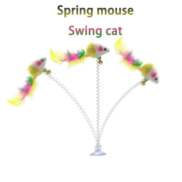 Rolig Pet Cat Toy med Bell Kreativ Sucker Spring Mouse Cat Interactive Toy Random Color