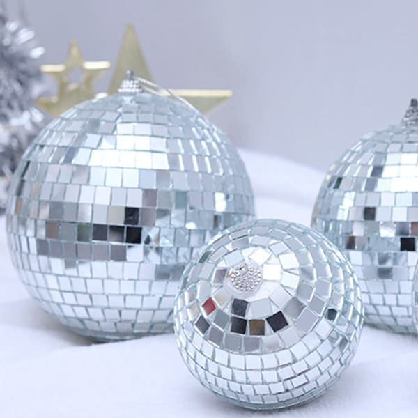 2/3/4 cm Silver Mirror Discos Ball Shining Lasers Glaskulor Hem Julfest Dekor 3cm