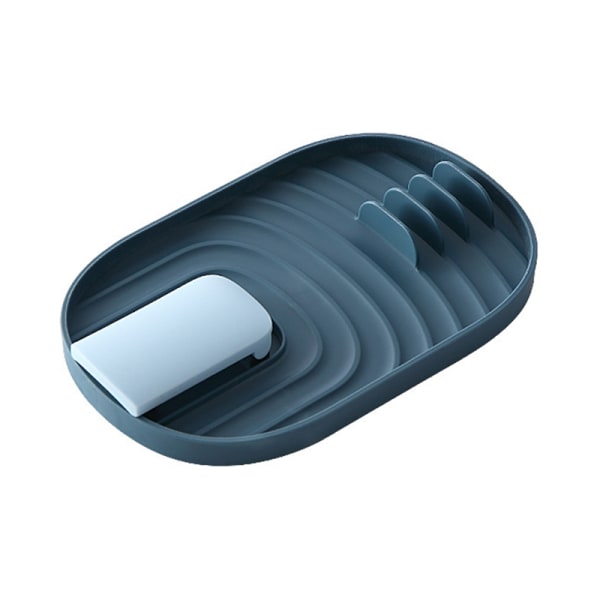 Vikbar grytlockshållare med droppdyna PP Anti-Slip Hängande Design Multifunktions grytlocksställ för köksredskap Blue