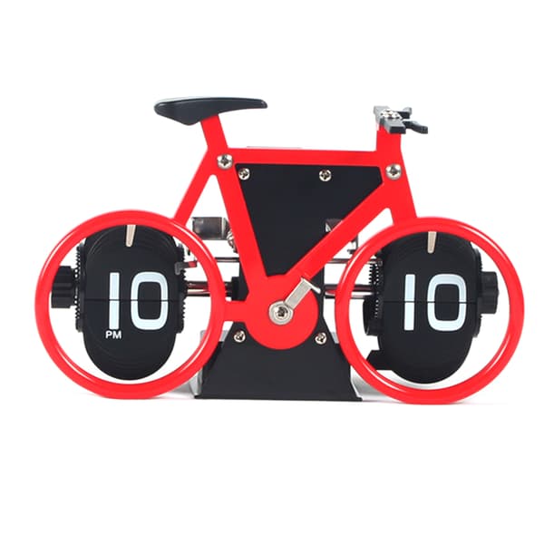 Flip Clock Cykelformad Retro Flip Down Clock 12 timmar AM/PM Visa stor klocka för HomeOffice Decor Red