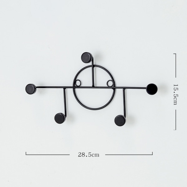 Geometrisk kreativ metallkrok multifunktionell vägghängande klädhängare krok för hem sovrumsdörren tillbaka Round Black Small