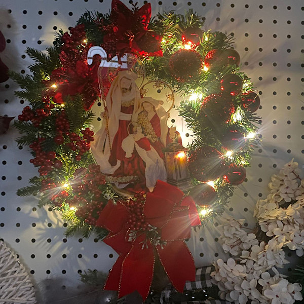 Helig jul krans Rustik ytterdörr Hanger Kreativ temafest dekoration för hemträdgård bondgård 3