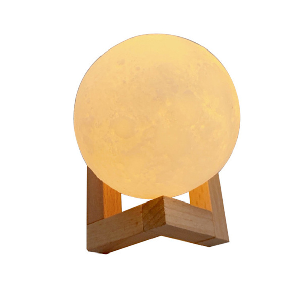 LED månlampa dekorativ nattlampa med träställ för barn pojkar flicka Without Wooden Frame 8cm