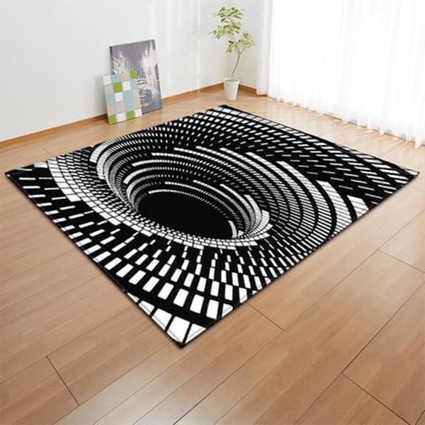 Mjuka 3D- printed mattor Vortexmatta Myra Svartvit visuell illusion Tredimensionell Vortex Vardagsrumsmatta 60*90cm A