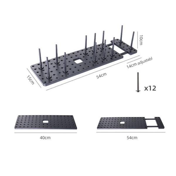 Diskställ Diskar Arrangör Justerbar Halkskydd Dränerande Pegboard med 12 Pinnar för Skåp Låda Kök