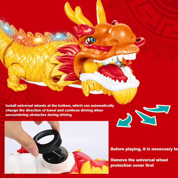 Elektrisk Swing Dragons dansleksak med färgglada ljus Roliga lätta ljud lätt leksak för pojkar flickor Dragon Dance