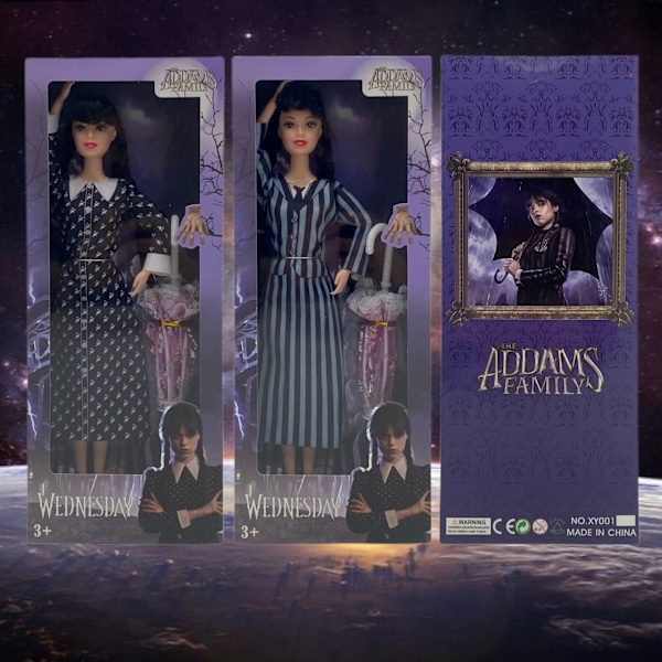 Barnleksaker A Doll Of Wednesday Addams Presenter för flickor Short Sleeve Stripes