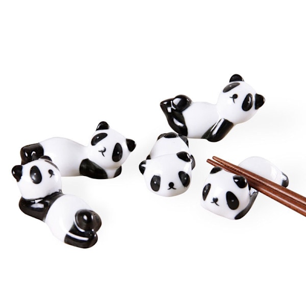 5/6/8 st Keramiska porslin Set Söta djur Ätpinnar Hållare Porslinsställ Bordsdekoration för skedgaffelborste 5 Bamboo Pandas