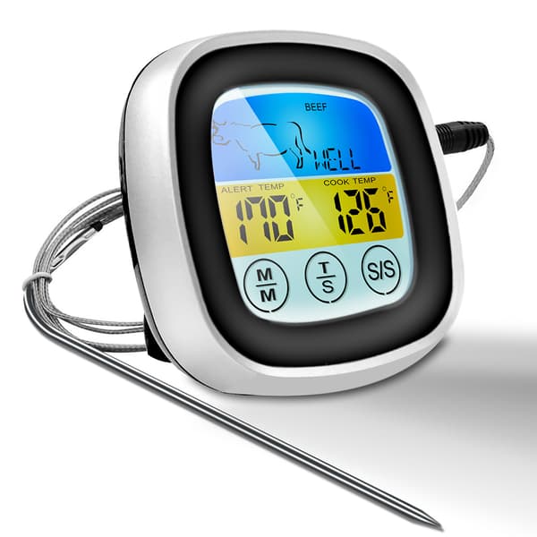 Kötttermometer Digital BBQ Ugn Matlagning Pekskärm för Grill Köksstekning Black