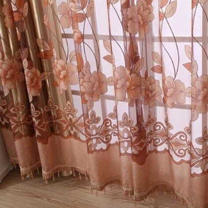 Mode blommönster Gardingarn Multipurpose Bakgrund Gardiner Enkel spetsfönsterskärm Light Purple Cloth Yarn Double Layer