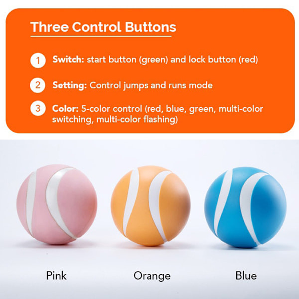 Smart Interaction Ball Pet Toy 360 graders självroterande boll Fjärrkontroll Multifunktion Ball Cat Hund Toy Orange