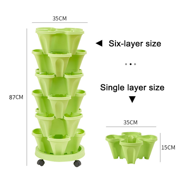 Stack-Up Typ Stereoskopisk blomkruka Plast Stapelbar vertikal blomkruka för trädgårdshem Red