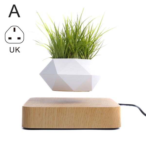 Svävande Air Bonsai Pot Rotation Blomma Magnetisk flytande växt Jul födelsedagspresent A UK Plug
