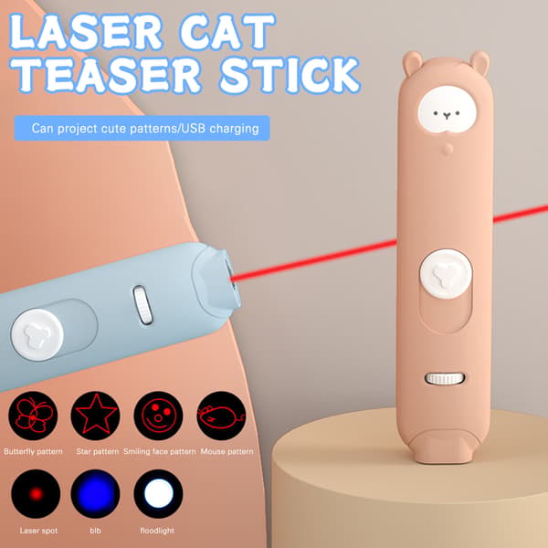 Teleskopisk Cat Pointer Toy USB Uppladdningsbar Infraröd Laser Light Funny Cat Stick Laser Pointer Blue