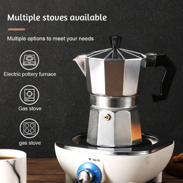 Spishäll i aluminium/rostfritt stål Espressobryggare Multifunktionell Moka-kaffekannor för hemmakök 600ml