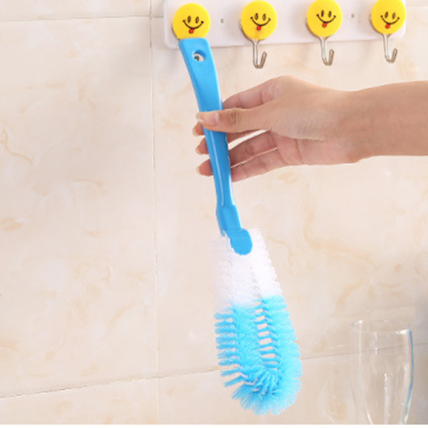 Svamphuvud Rengöringsborste Långt skaft Hängande mjuk flaska Scrubber Rengöringsborste för kök Blue
