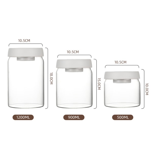 500ml/900ml/1200ml/1800ml Vakuumförseglingsburkar Flerfunktionsförseglade konserveringsburkar för kaffepulver Black Gold 900ml