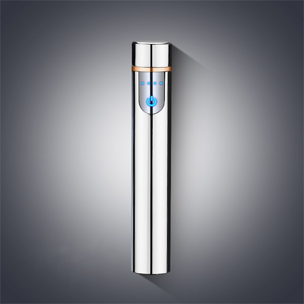 Mini Touch Sensor Flameless Lighter Bärbar USB Uppladdningsbar vindtät tändare Silver Ice