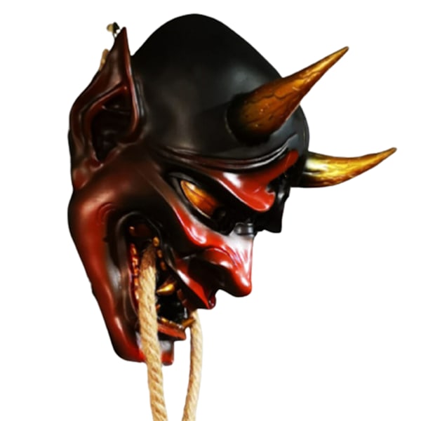 Latexmask med spöksamuraiformad nyhet Slitstark unik kostym för festfestival inomhus utomhus Reddish Black
