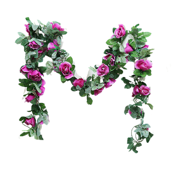 Simulerad Rose Vine Green Leaf Garland Hängande prydnad Lämplig för bröllopsfest Trädgårdsdekoration Red